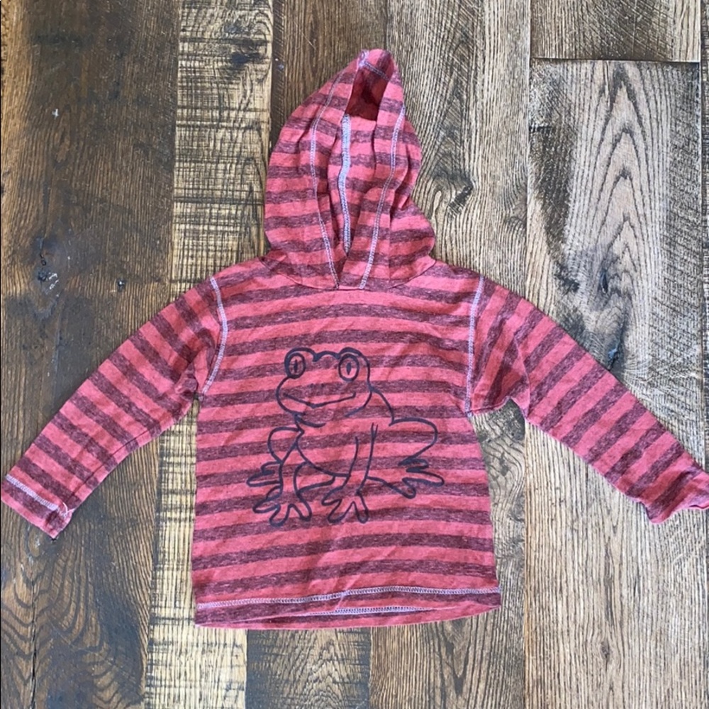 4/$12 Charlie Rocket striped hooded tee | 9-12m
